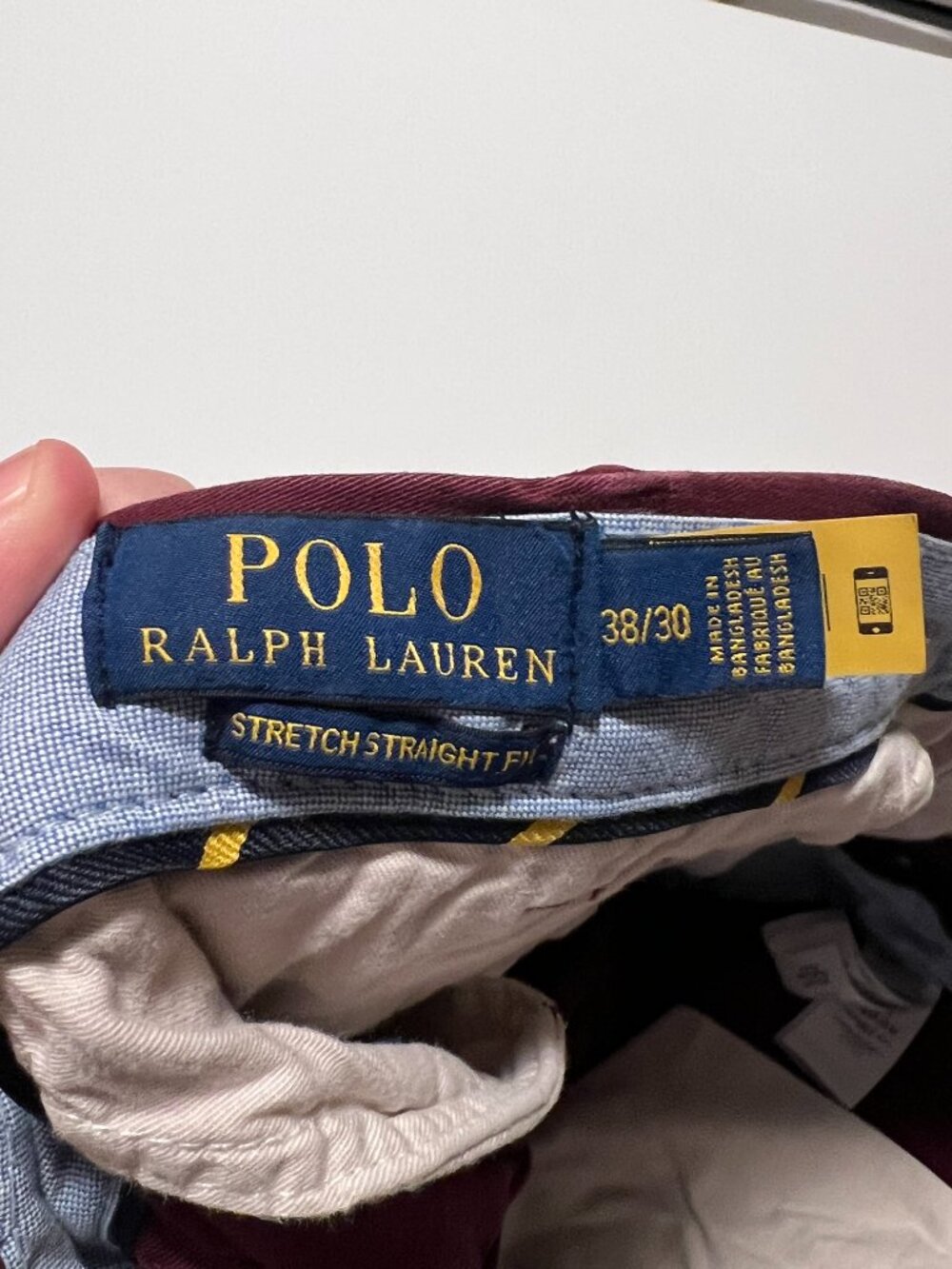 Polo Ralph Lauren Chino Pants Stretch Straight Fit Maroon Men's size 38x30 - Picture 6 of 6